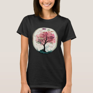 Fische, die unter Kirschblütenbaum schwimmen T-Shirt