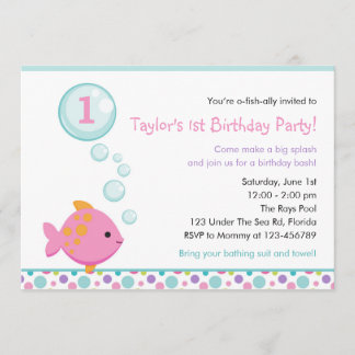 Fische Einladungen zum Geburtstag (Mädchen) mit Bl