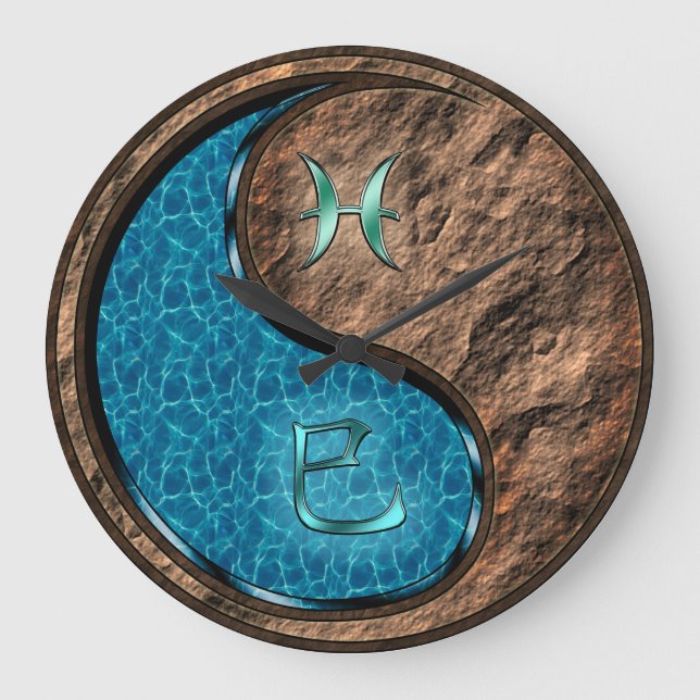 Fische & Erdeschlange Große Wanduhr (Vorderseite)