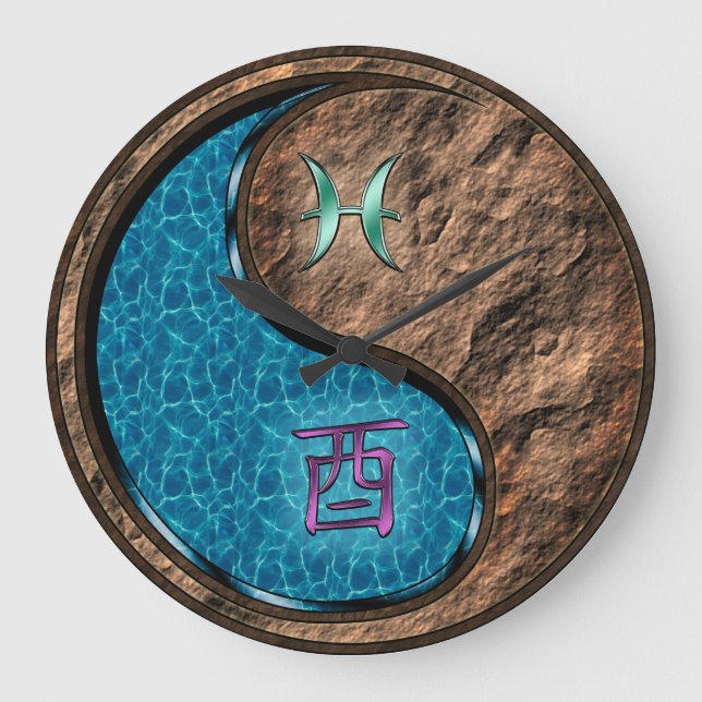 Fische & Erdhahn Große Wanduhr (Vorderseite)