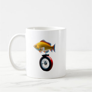 Fische fahren mit Elektroeinrad Kaffeetasse