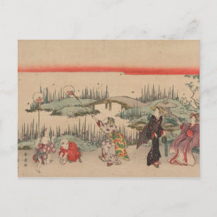 Fische (Farbholz) Postkarte