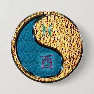 Fische & Feuer Hahn Button