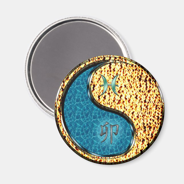Fische & Feuer Kaninchen Magnet (Vorderseite/Rückseite)