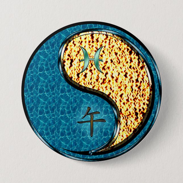 Fische & Feuerpferd Button (Vorderseite)