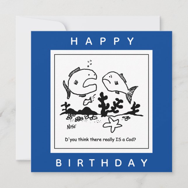 Fische fragen, ob es einen Gott-Cartoon gibt Karte (Vorderseite)