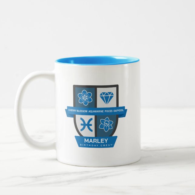 Fische-Geburtszeichen-Wappen™ für 1.-20. März Tass Zweifarbige Tasse (Links)