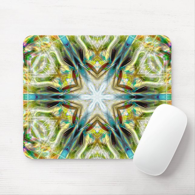 Fische glänzende Sandstruktur Kaleidoskop, grün vo Mousepad (Mit Mouse)