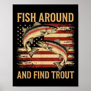 Fische herumlaufen und Forellen finden Lustiger An Poster