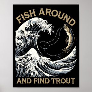 Fische herumlaufen und Forellen lustig Angeln Angl Poster