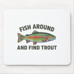 Fische herumlaufen und Forellen lustige Angler fin Mousepad