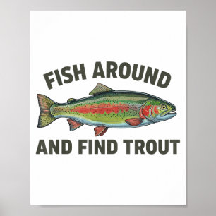 Fische herumlaufen und Forellen lustige Angler Fis Poster