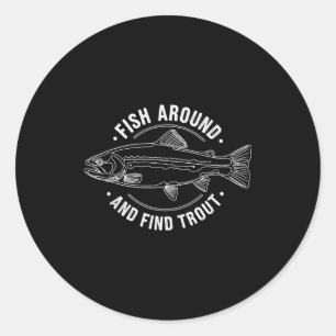 Fische herumlaufen und Forellen lustige Angler Fis Runder Aufkleber