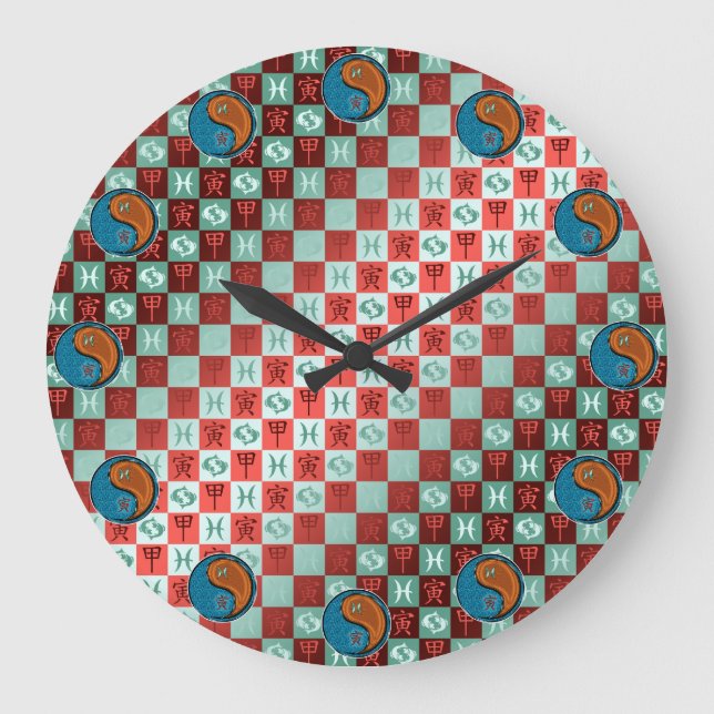 Fische & Holz Tiger Große Wanduhr (Vorderseite)