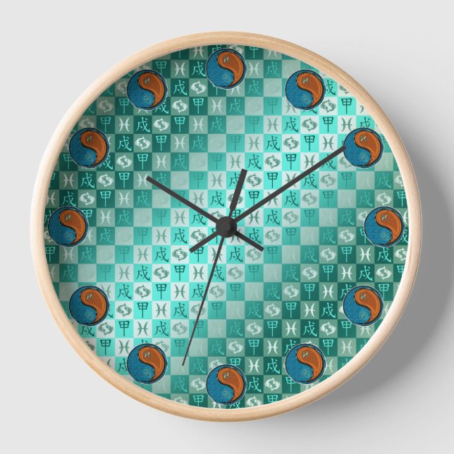 Fische & Holzhund Uhr (Vorderseite)