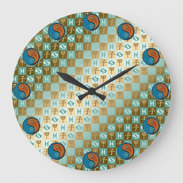 Fische & Holzratte  Große Wanduhr (Vorderseite)