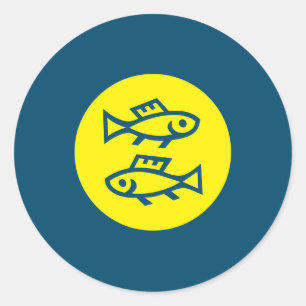 Fische-Horoskop Gelb Blau Modern Minimalistisch Runder Aufkleber