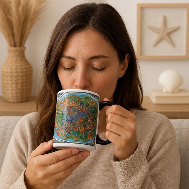 Fische im Abstrakten Meer Verwandlungstasse (Fish in the Ocean Abstract Art Color Morph Mug)