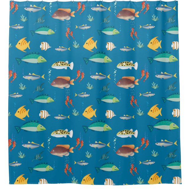 Fische im Meer Duschvorhang (Vorderseite)