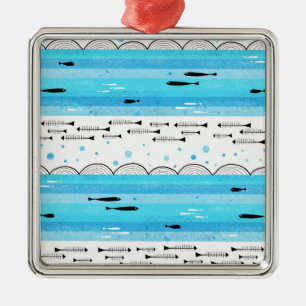 Fische im Meer Silbernes Ornament