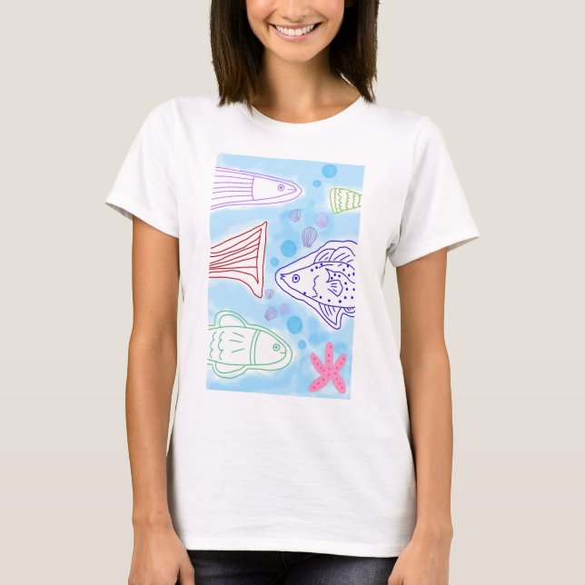 Fische in der Meereskunst T-Shirt (Vorderseite)