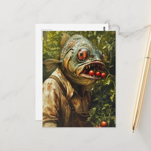 Fische in einem Tomatengarten Postkarte (Vorderseite/Rückseite Beispiel)