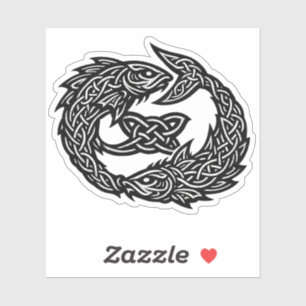 Fische keltisches Zwillingsstrom-Sigil BurnsInHe Aufkleber