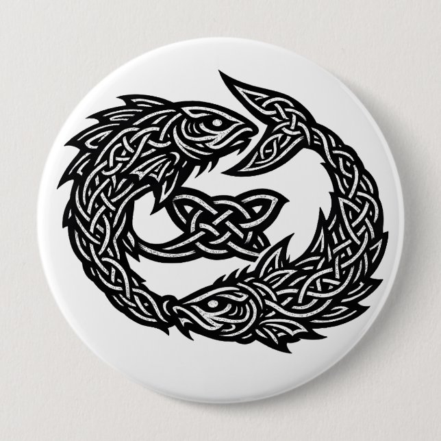 Fische Keltisches Zwillingsstrom-Sigil | BurnsInHe Button (Vorderseite)