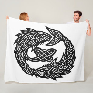 Fische Keltisches Zwillingsstrom-Sigil   BurnsInHe Fleecedecke