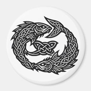 Fische keltisches Zwillingsstrom-Sigil BurnsInHe Magnet