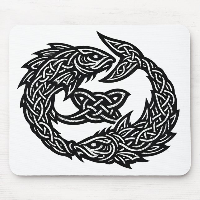 Fische Keltisches Zwillingsstrom-Sigil | BurnsInHe Mousepad (Vorne)