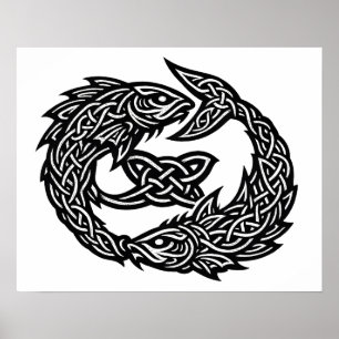 Fische Keltisches Zwillingsstrom-Sigil BurnsInHe Poster