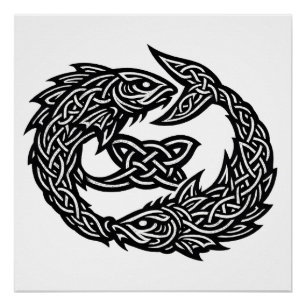 Fische Keltisches Zwillingsstrom-Sigil BurnsInHe Poster