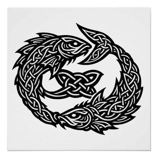 Fische Keltisches Zwillingsstrom-Sigil | BurnsInHe Poster (Vorderseite)