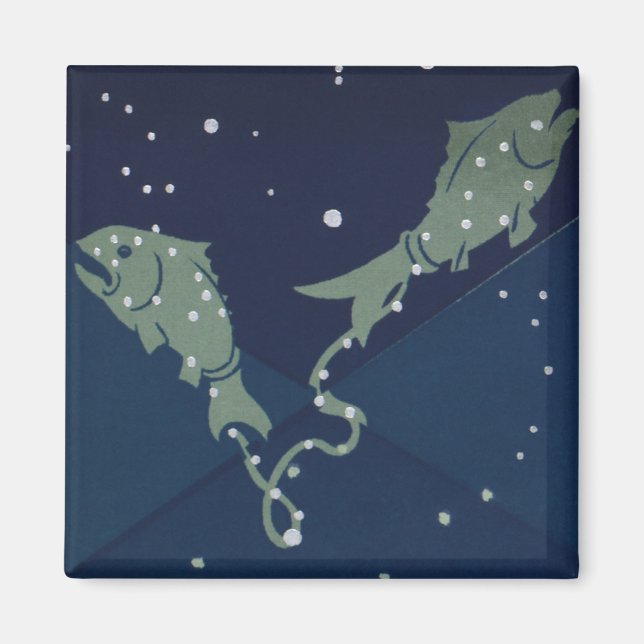 Fische Konstellation Vintage Zodiakastastrologie Magnet (Vorne)