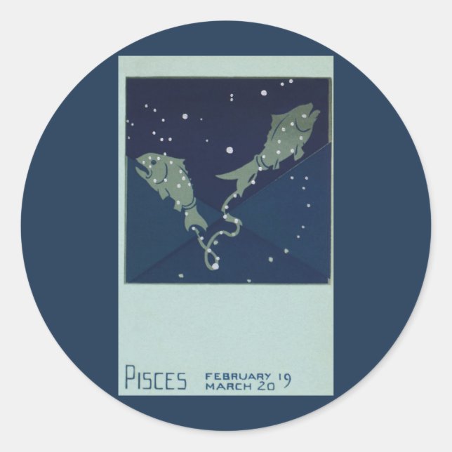 Fische Konstellation Vintage Zodiakastastrologie Runder Aufkleber (Vorderseite)