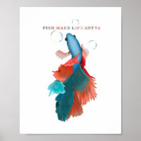Fische machen das Leben besser, blau / grün / rot
