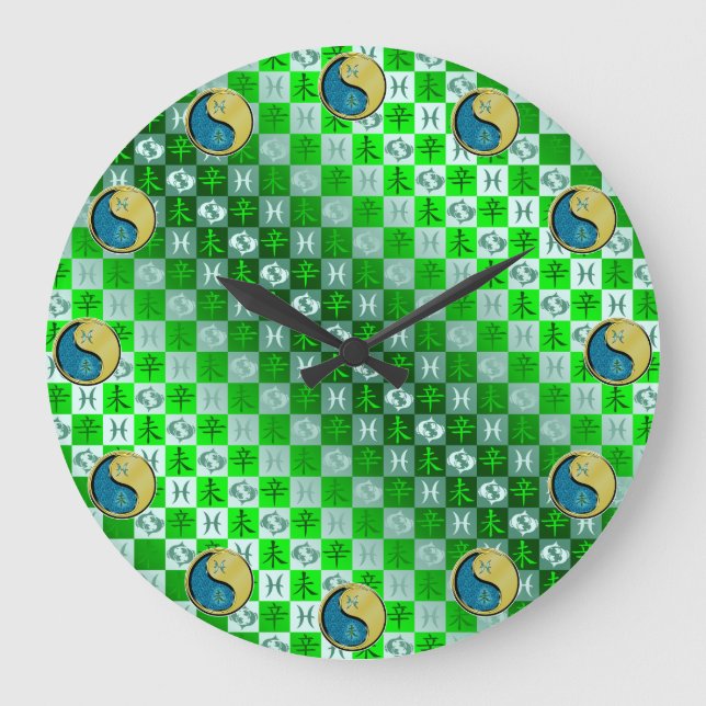 Fische & Metall Ziege Große Wanduhr (Vorderseite)