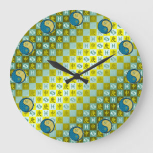 Fische & Metallaffe Große Wanduhr