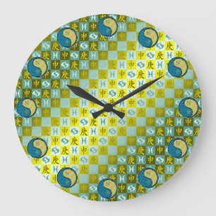 Fische & Metallaffe Große Wanduhr