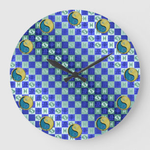 Fische & Metallener Ochse Große Wanduhr