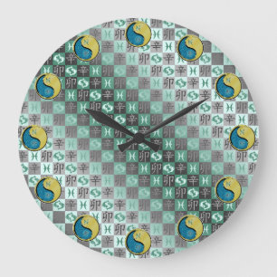 Fische & Metallkaninchen Große Wanduhr