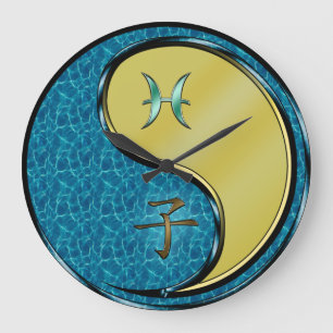 Fische & Metallratte Große Wanduhr