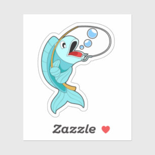 Fische mit Angelrute Aufkleber