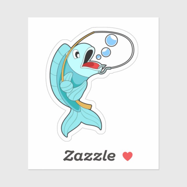 Fische mit Angelrute Aufkleber (Blatt)