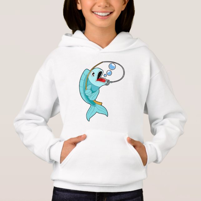 Fische mit Angelrute Hoodie (Vorderseite)