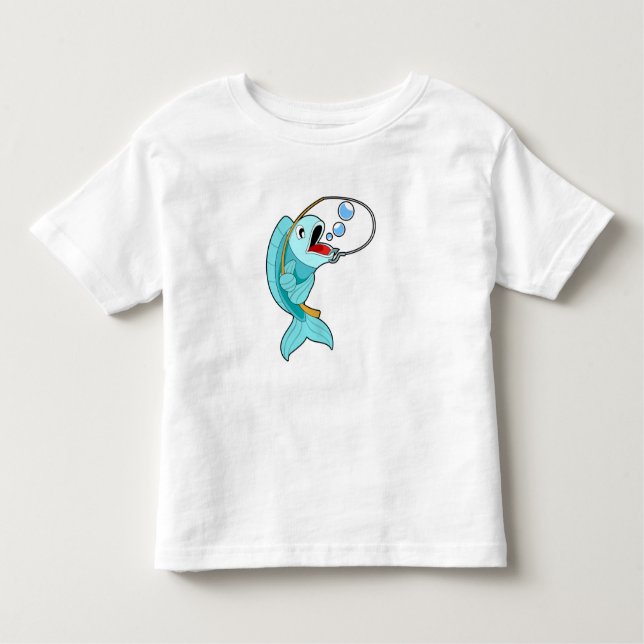 Fische mit Angelrute Kleinkind T-shirt (Vorderseite)