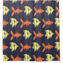 Fische mit grafisch orangefarbenem Gelb