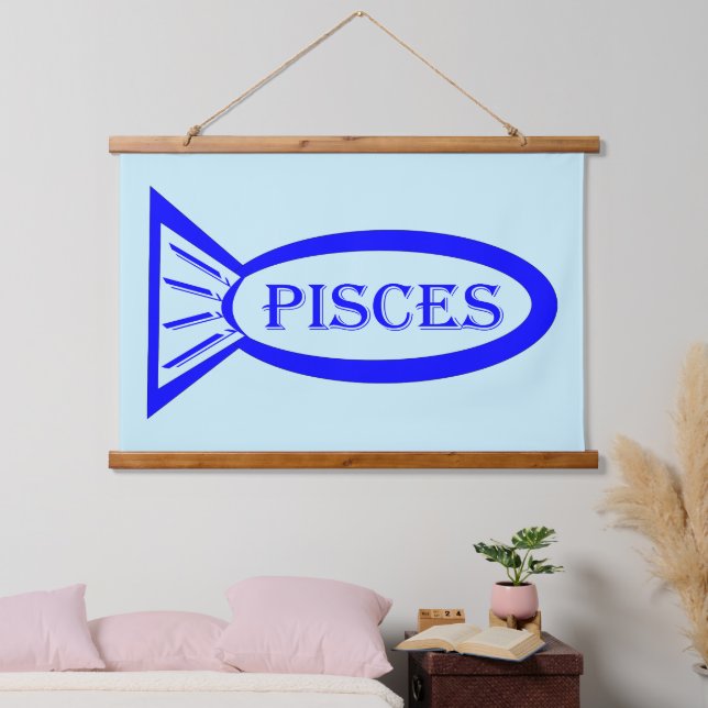 Fische mit Sternzeichen Wandteppich Mit Holzrahmen (Schlafzimmer)