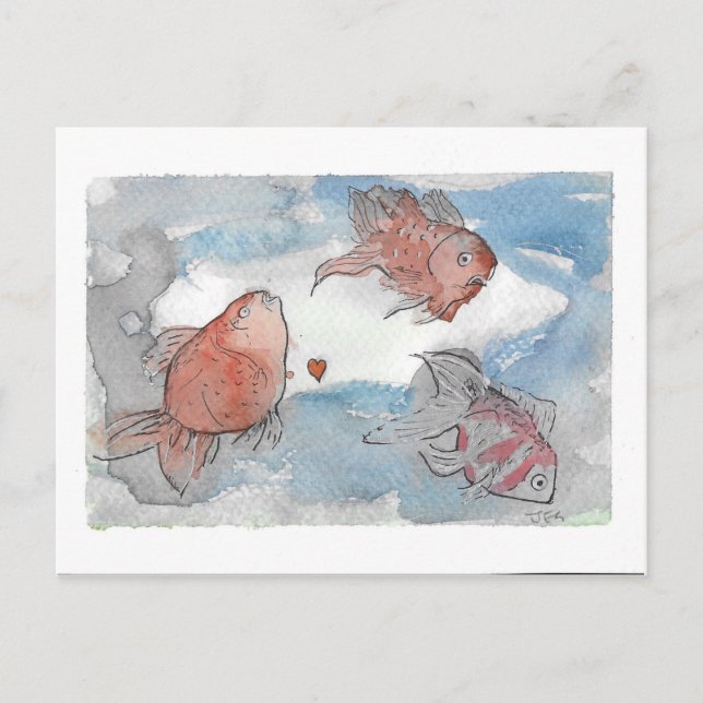 Fische mit Wünschen Postkarte (Vorderseite)